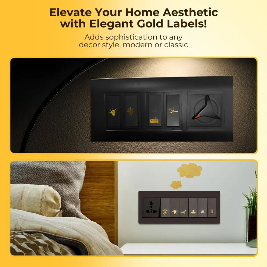 Premium Golden Switch Board Stickers 40 Designs