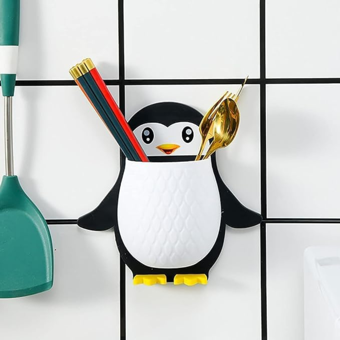 Penguin-Shaped Wall-Mounted Multipurpose Organizer