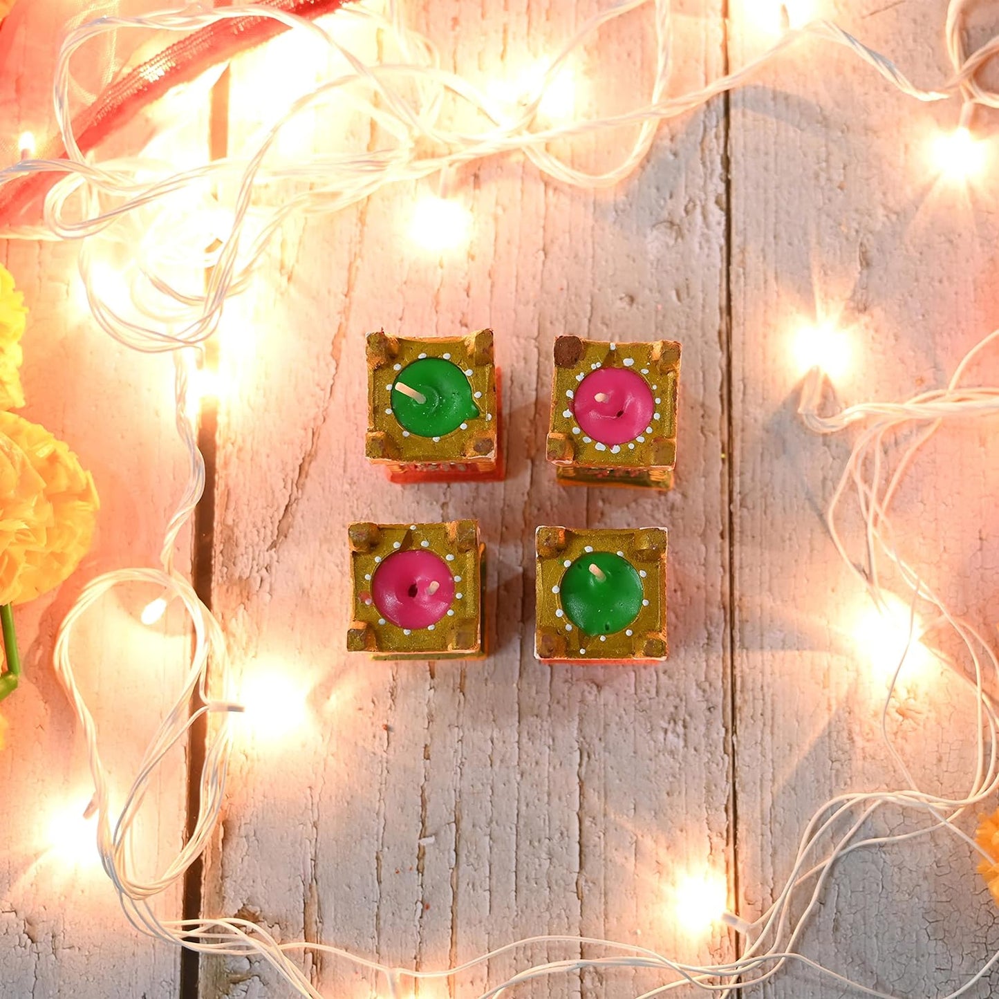 Handmade Decorative Tulsi Diya Deepak Set For Diwali