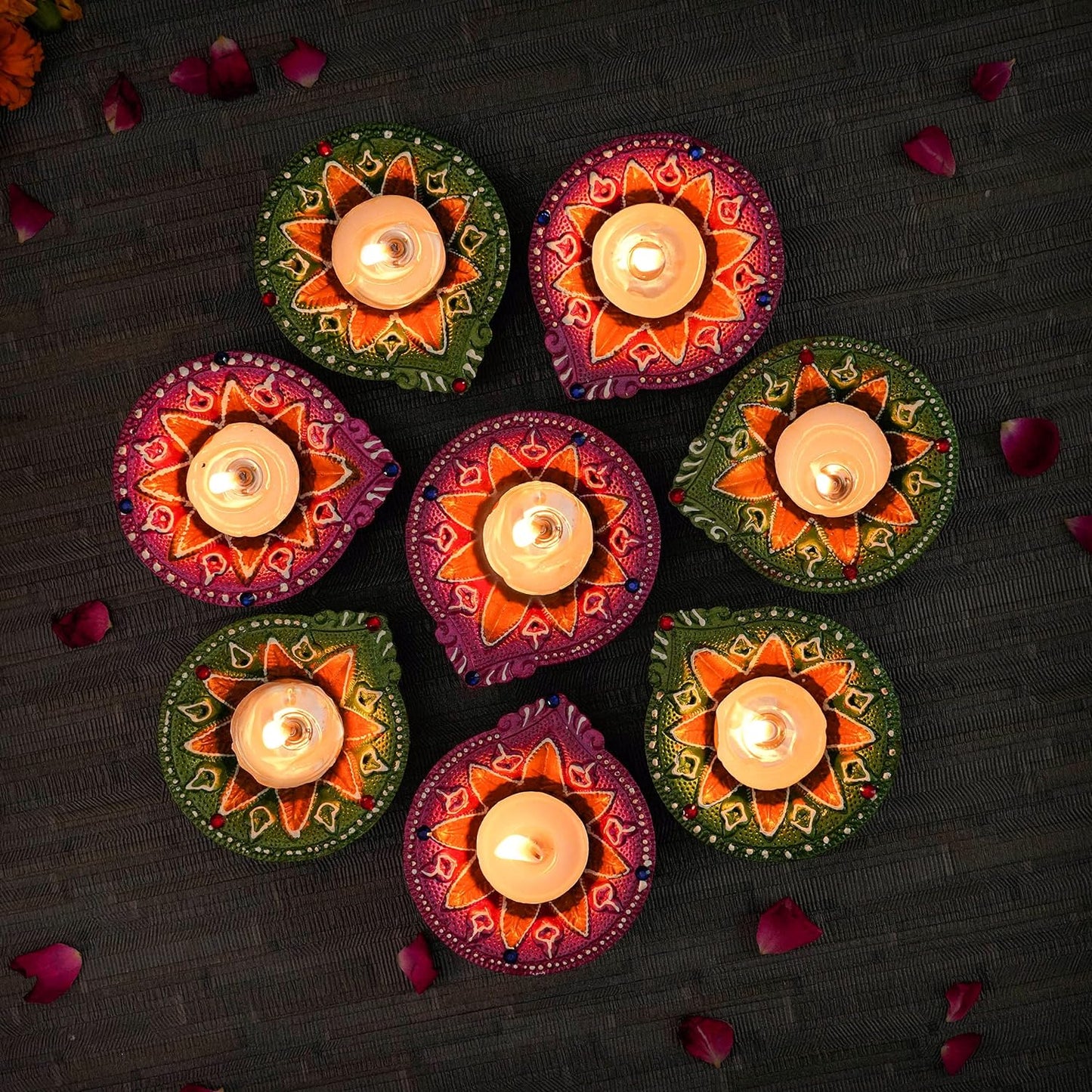 Handmade Decorative Tulsi Diya Deepak Set For Diwali