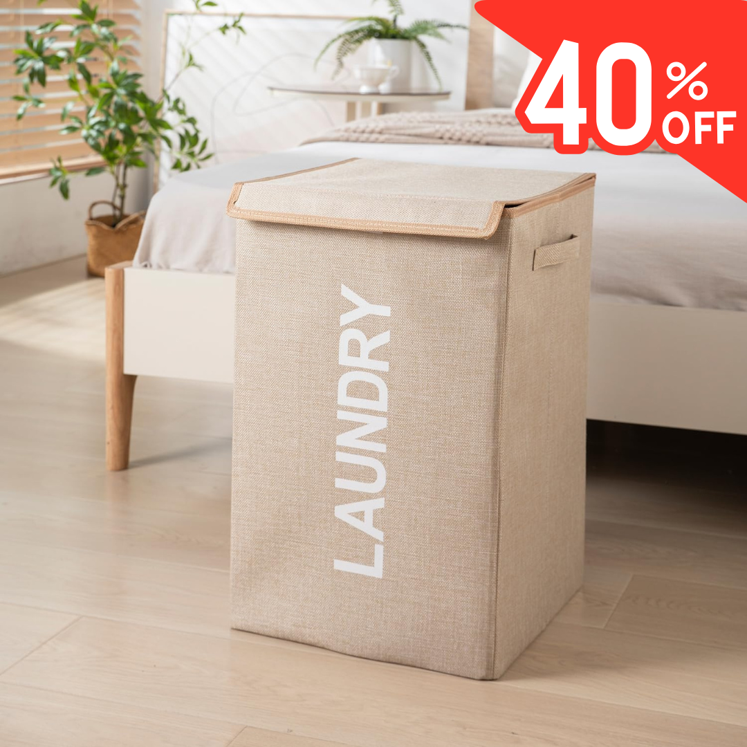 High-Quality Non Woven Foldable Laundry Basket with Lid for Clothes Storage