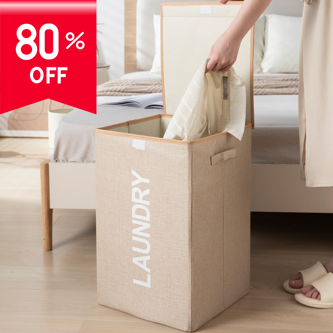 High-Quality Non Woven Foldable Laundry Basket with Lid for Clothes Storage