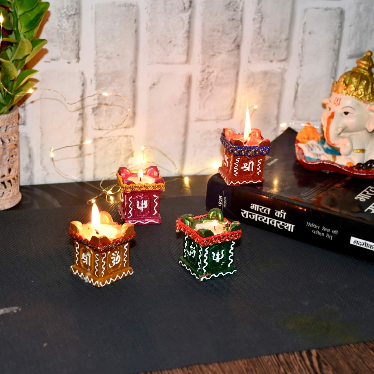 Handmade Decorative Tulsi Diya Deepak Set For Diwali