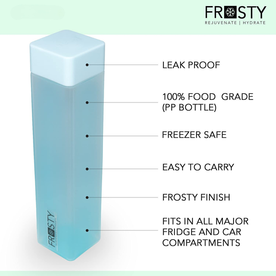 Frost Flex Colorful Square Water Bottles Gift Set - BPA-Free (1L, 6-Pack)