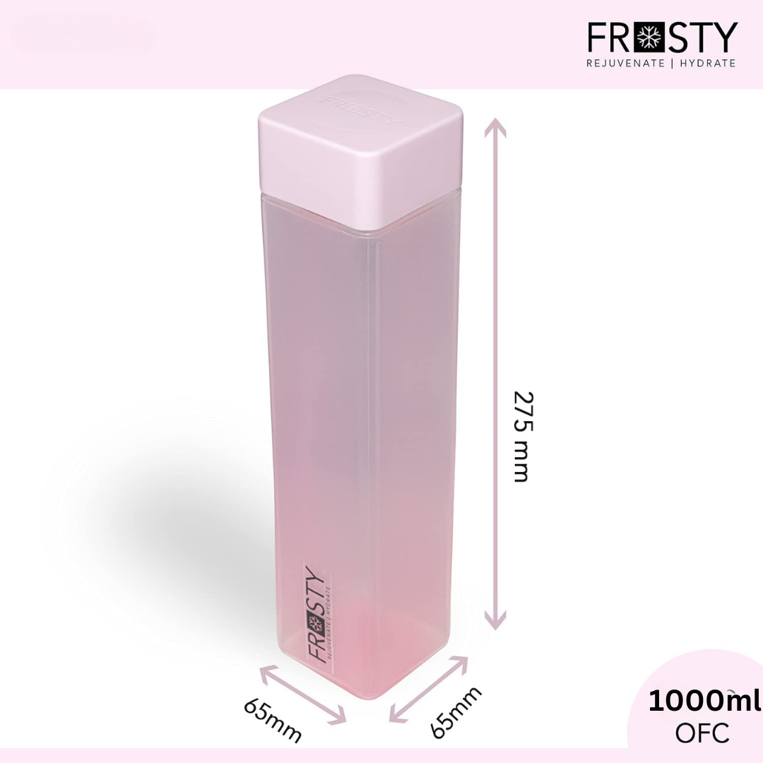 Frost Flex Colorful Square Water Bottles Gift Set - BPA-Free (1L, 6-Pack)