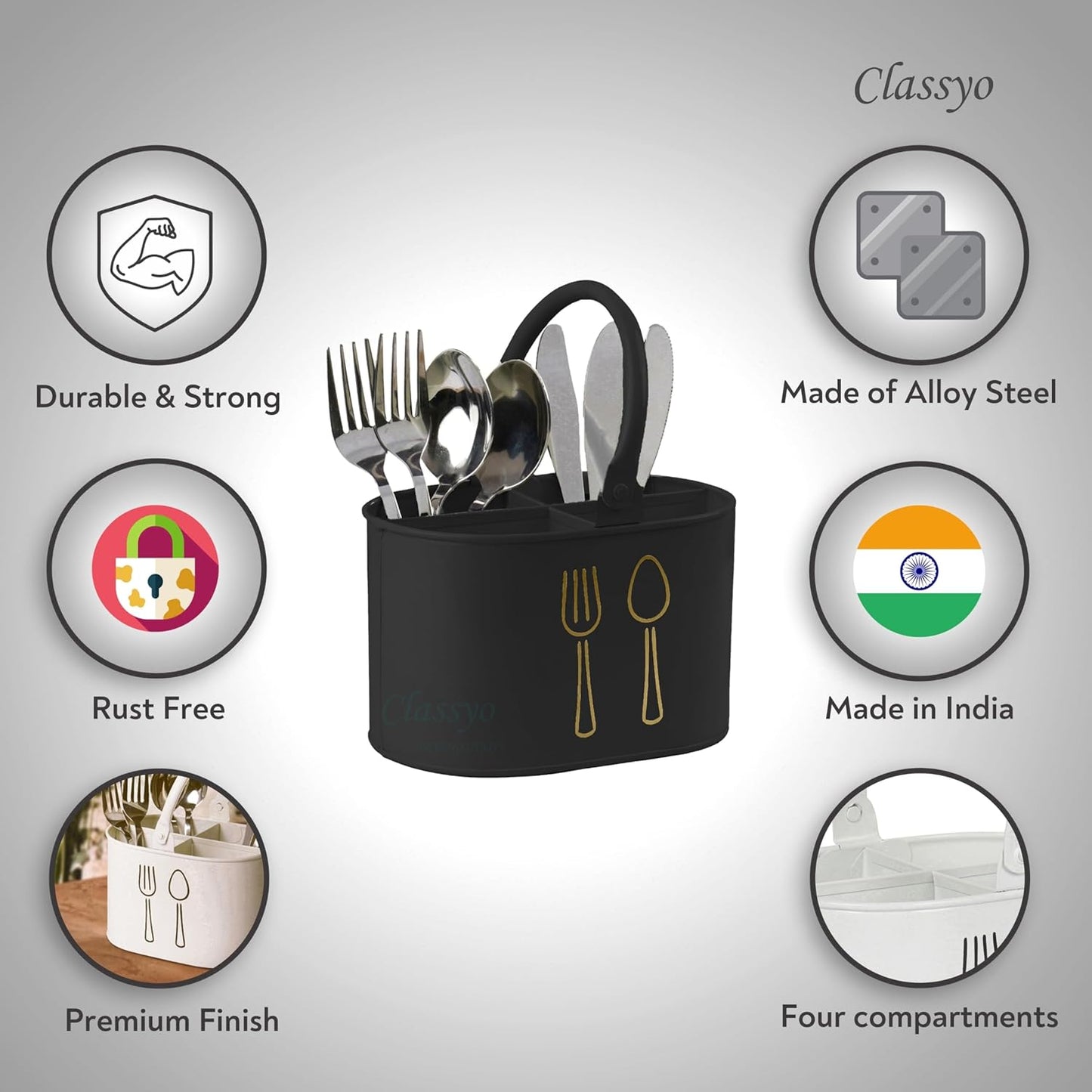 Metal Cutlery Holder for Kitchen & Dining