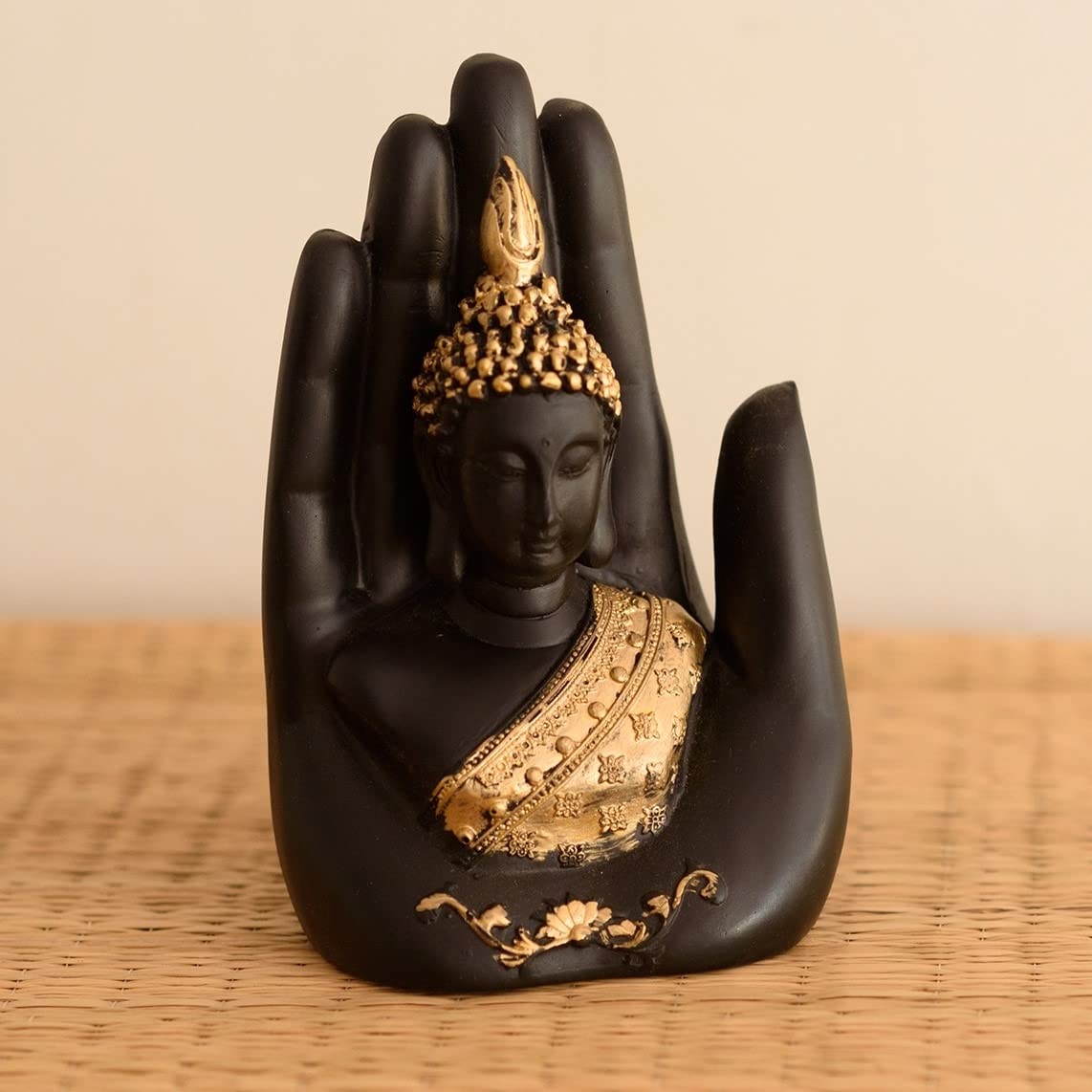 Golden Handcrafted Palm Buddha Idol for Diwali Decoration Item for Home