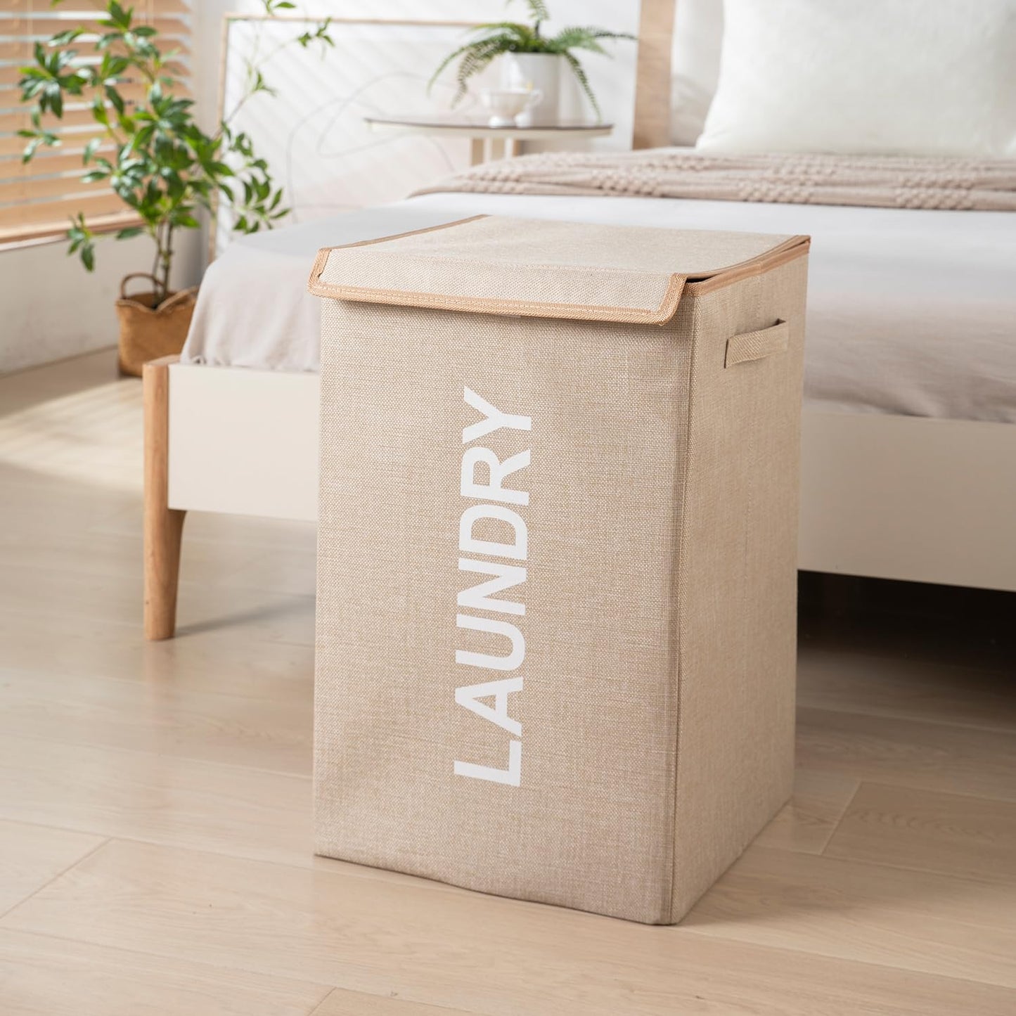 High-Quality Non Woven Foldable Laundry Basket with Lid for Clothes Storage
