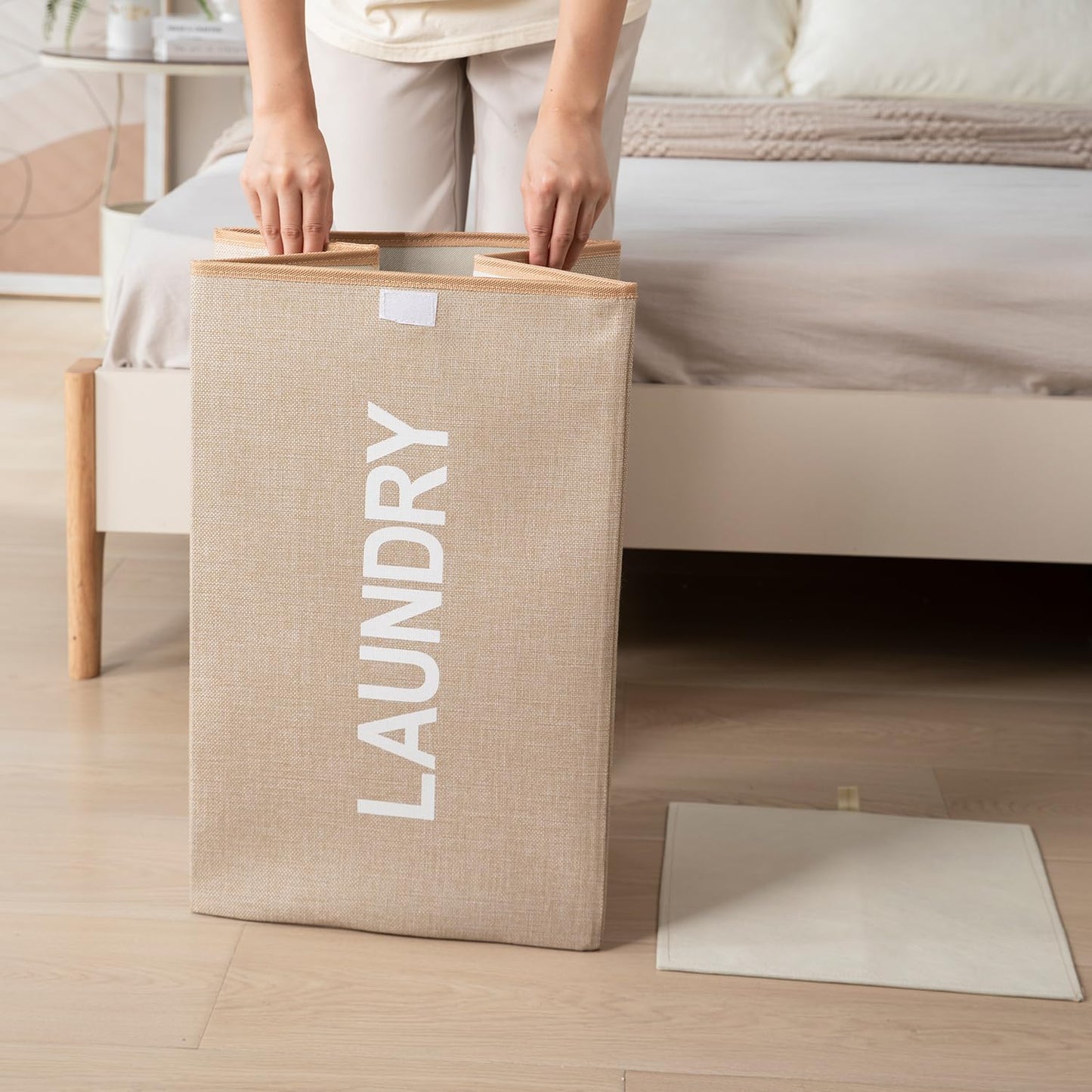 High-Quality Non Woven Foldable Laundry Basket with Lid for Clothes Storage