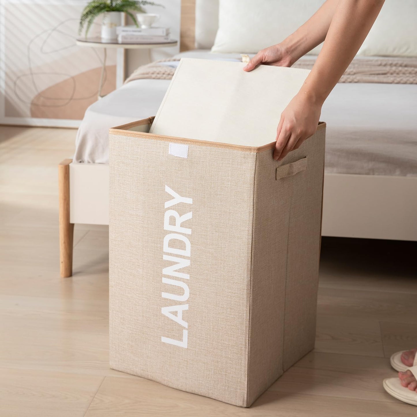High-Quality Non Woven Foldable Laundry Basket with Lid for Clothes Storage