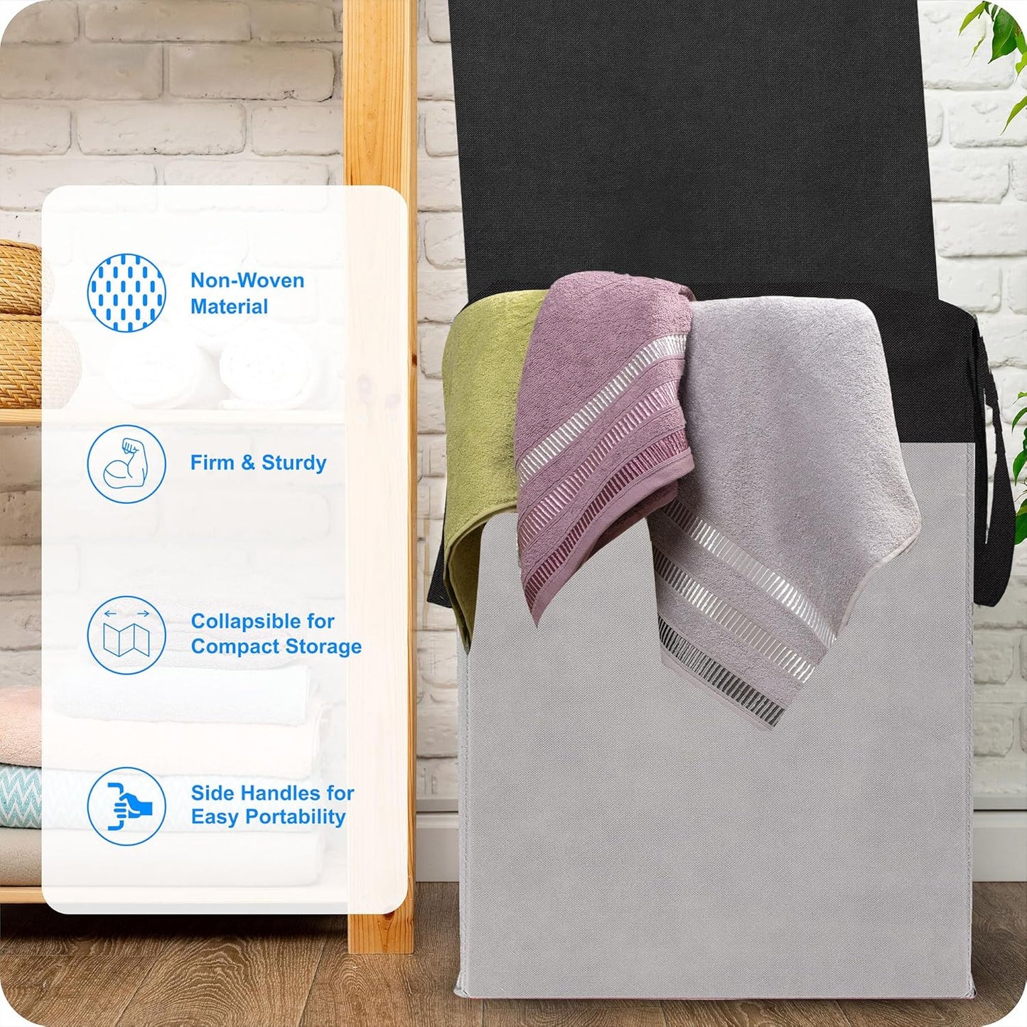 High-Quality Non Woven Foldable Laundry Basket with Lid for Clothes Storage