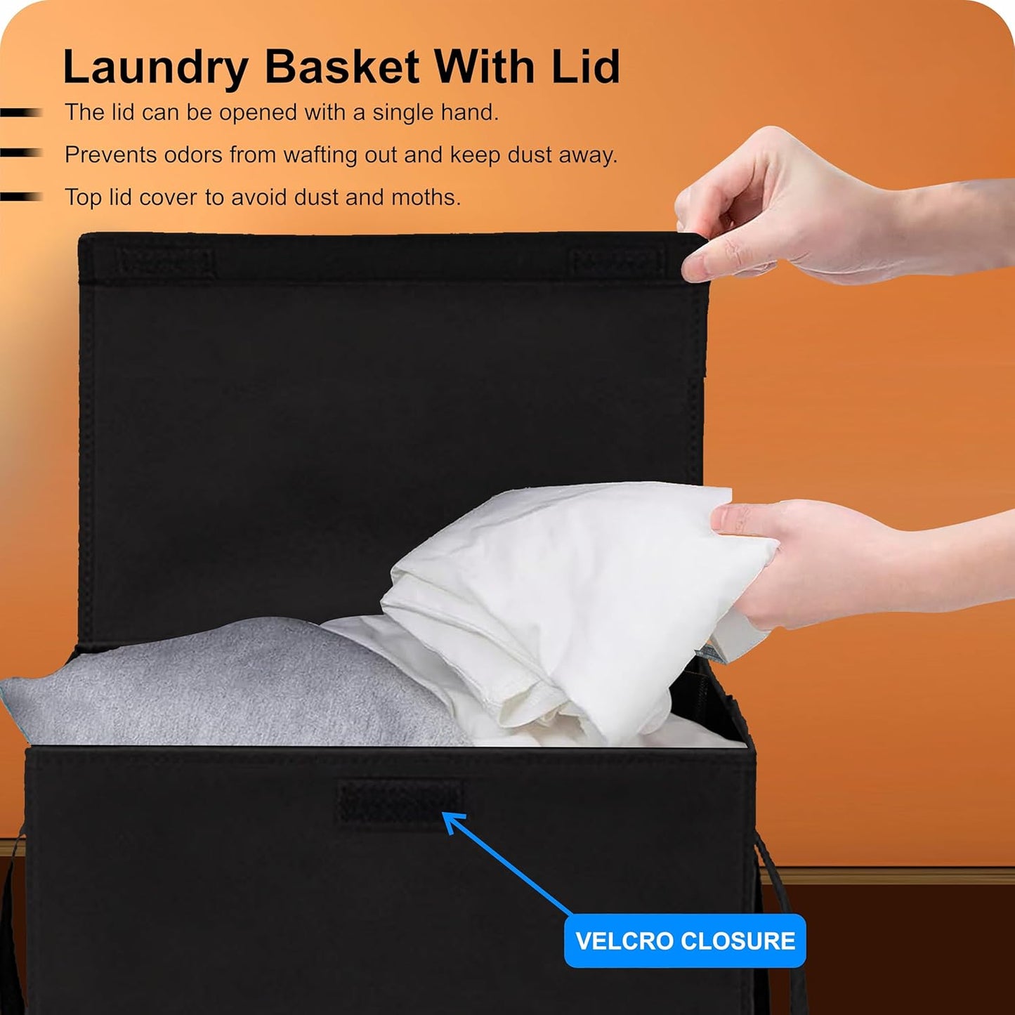 High-Quality Non Woven Foldable Laundry Basket with Lid for Clothes Storage