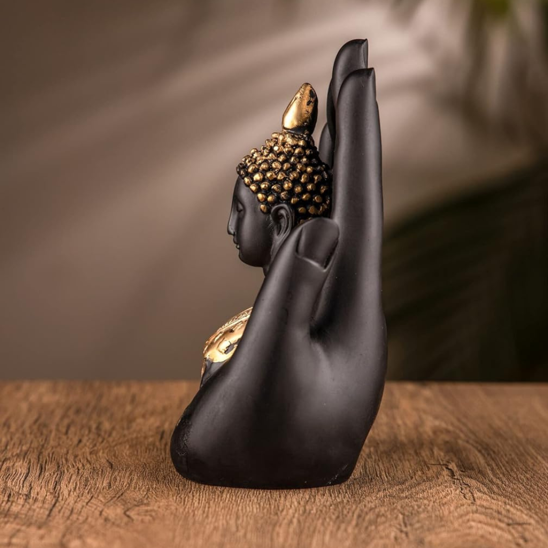Golden Handcrafted Palm Buddha Idol for Diwali Decoration Item for Home