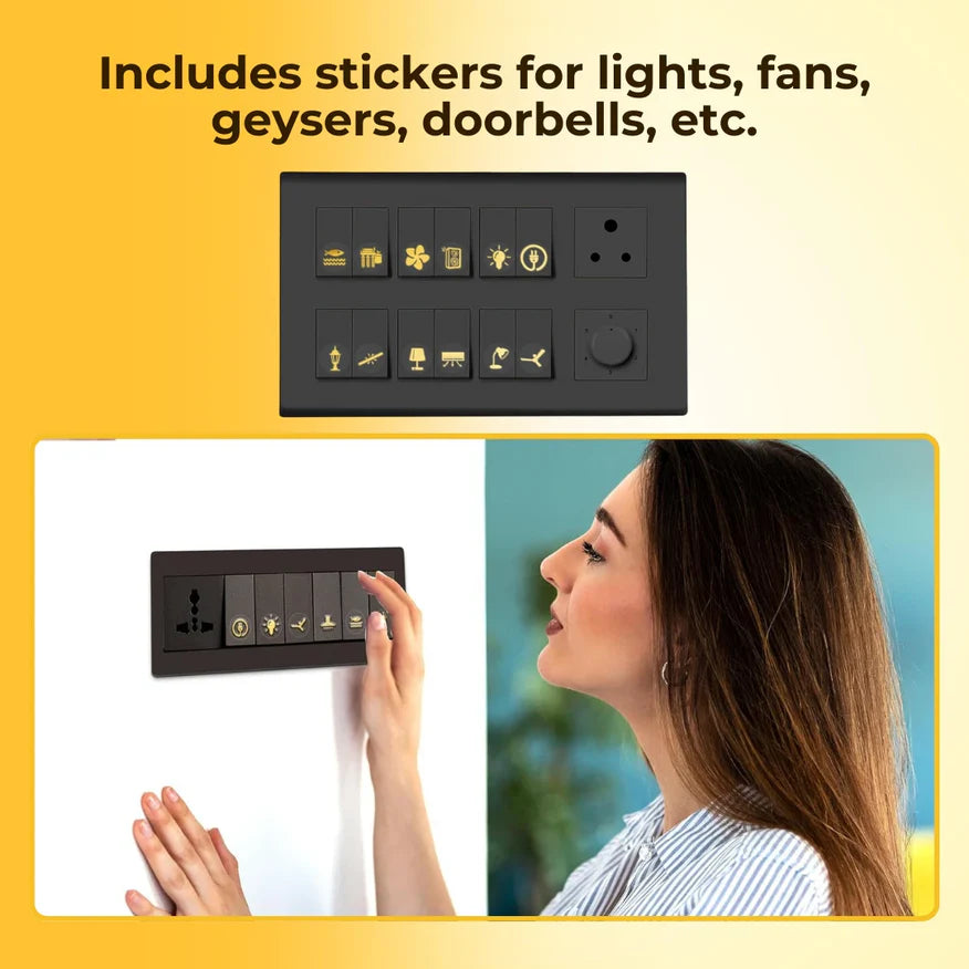 Premium Golden Switch Board Stickers 40 Designs