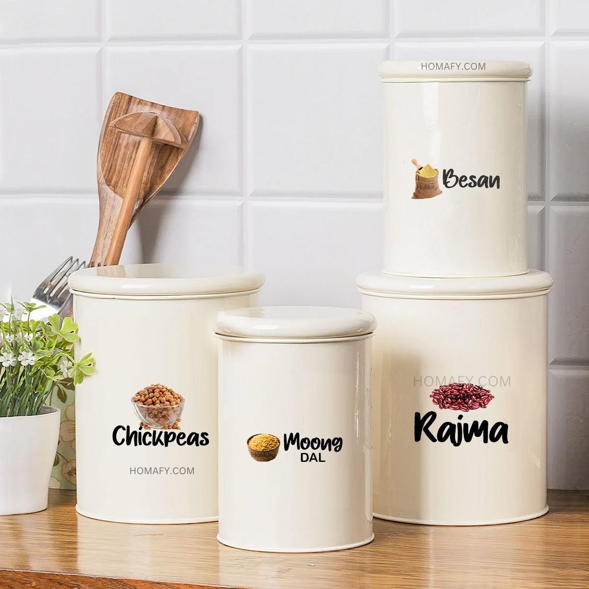 Essential Indian Cooking Ingredients Sticker Waterproof Pack of 4